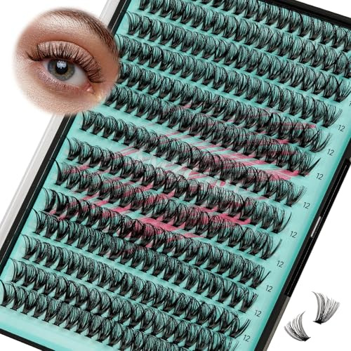 Lash clusters wispy 280pcs rímel 40d rímel personal rímel DIY rímel apariencia natural rímel rímel suave pestañas postizas en casa para principiantes (12 mm)