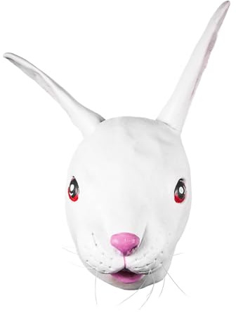 Maskworld Weißes Kaninchen Maske aus Latex - Vollmaske als Verkleidung für Halloween, Karneval & Motto-Party
