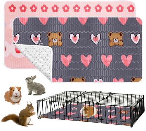 OPEYATOYS Set di 2 tappetini per gabbia di porcellini d'India, impermeabili e assorbenti, per conigli, criceto, cincillà, cucciolo, tappetino per scatola di parto, per gatti, animali domestici, cani