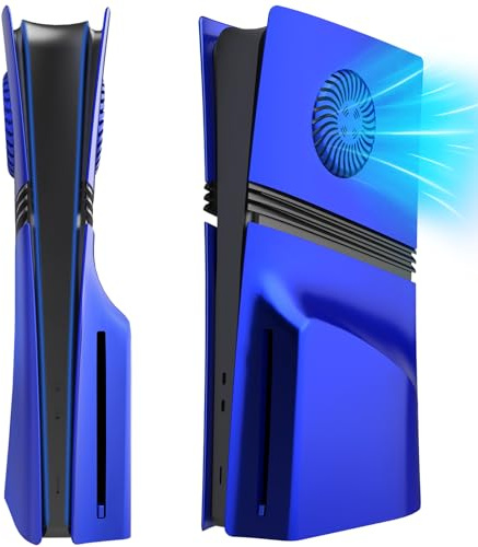 Plaque de coque latérale de rechange pour PS5, arVin - Plaque frontale avant et arrière avec grille d'aération pour Playstation 5 Pro - Version disque - Anti-poussière - Boîtier ABD (bleu)