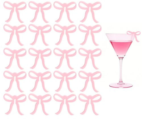 XFSRG 20 Pezzi Segna Bicchieri Calici Marcatori per Bicchieri da Vino Riutilizzabili Marcatori Adatto per Nozze Decorazione del Vetro del Vino del Partito(Rosa)