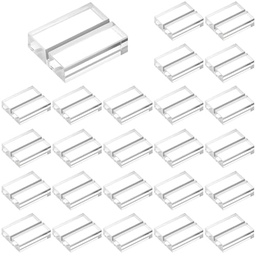 Portatarjetas de acrílico para colocar tarjetas, paquete de 25 soportes transparentes para números de mesa de boda, soportes rectangulares para tarjetas y etiquetas de nombre