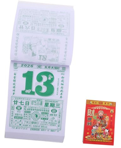 Veemoon Calendrier Mural Chinois 2026 AnnéE Du Cheval Calendrier Lunaire DéChirables Traditionnel DéCoration Feng Shui Maison Bureau