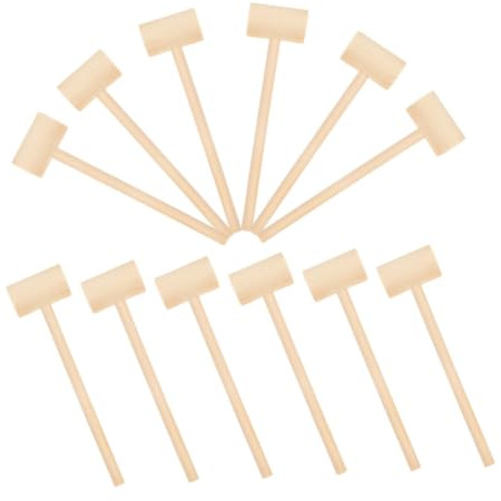 ERINGOGO 24pcs Mini Wooden Mallets Small Ergonomic Mallet Tools for Smooth Natural Wood Finish Chocolate Cracking Party Game Props Compact Portable Hammers