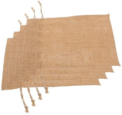 PENIKOKO 4 Stück Große Jutesäckchen mit Praktischem Zugband Handgefertigte Natur Burlap Beutel für Hochzeitsgeschenke Geburtstagsfavoriten Nachhaltige DIY Geschenkverpackung