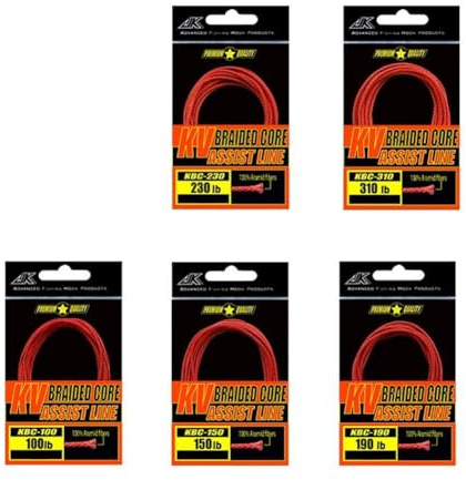 Helilyco Cuerda de asistencia para línea de pesca trenzada de polietileno con núcleo hueco, 45.4-140.6 kg, fibras de aramida de alta resistencia al corte, baja visibilidad, rojo, 3-5 metros