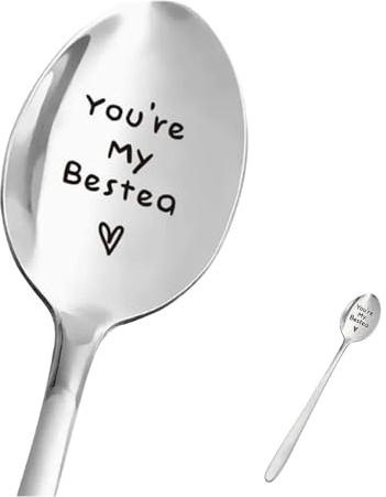 Friend Coffee Spoon, Bestie Friendship Gift for Women Girl You're My Bestea Spoons Engraved Coffee Tea Spoons BFF Dessert Spoons Christmas Birthday Gifts for Friends