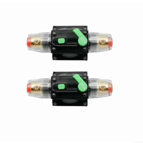 Disjoncteur 12 V 24 V CC - Réinitialisation du fusible - 10 A - 100 A - Étanche - Réinitialisation manuelle - Protection contre les surcharges - Pour câbles d'alimentation audio de voiture (30 A)