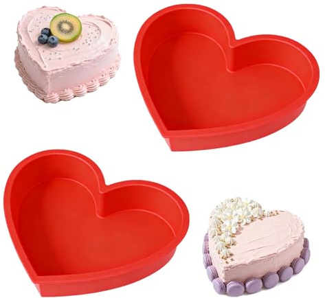 YXHZVON 2PCS Molde Bizcocho Corazon Silicona, 17cm Moldes De Corazon De Silicona, Moldes Silicona Reposteria, Silikonformen Gießformen Herz en 3D, para Hornear Pan,Pasteles,Tostadas