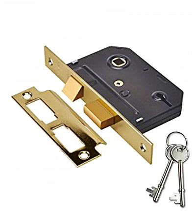 Yale Essentials 2.5 Inch/64 mm 3 Lever Sashlock, Easy Fitting Template and Instructions, Mortice Locks for Internal Doors Provides Door Latching in addition to Lock and Key Door Security, Chrome