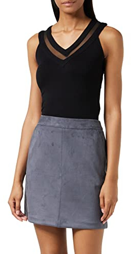 Morgan Top de punto de jersey y tul Negro M