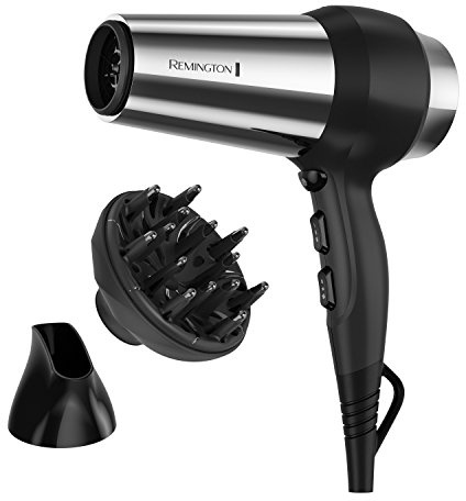 Remington Impact Resistant Hair Dryer, 1875-Watt Blow Dryer with Tourmaline, Titanium & Ceramic Technology, 3 Heat, 2 Speed Settings, Cool Shot, Diffuser & Concentrator Attachments