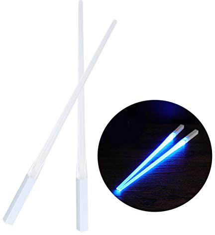 OUNONA 1 Paar leuchtende LED-Lichtschwert Essstäbchen, langlebig, leicht, tragbar, BPA-frei und lebensmittelecht (Größe: 26cm/10.2INCH) | Einfache Druckknopf-Beleuchtung, aufregender Leuchteffekt für Partys, wunderbar für Kinder und Themen-Dinnerveranstaltungen