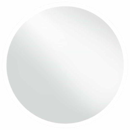 vidaXL Badezimmerspiegel mit LED Badspiegel Wandspiegel Lichtspiegel Spiegel Badezimmer Rund 70cm Silbern Glas Alu-Rahmen IP 44 6 W
