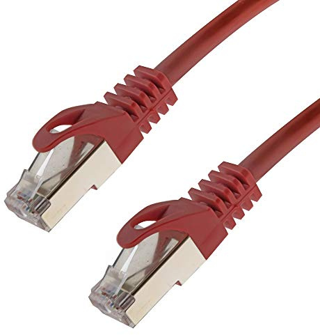 Cable de Red S/FTP PIMF Cat. 7, 5,00 m, Color Rojo, Cable de conexión Gigabit Ethernet, LAN DSL, Cable CAT7