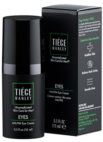 Tiege Hanley Eye Cream for Men, Morning and Night Under Eye Cream With Hyaluronic Acid and Vitamin B3, Helps Reduce the Look of Dark Circles and Puffiness, Anti Aging Men’s Skin Care, 0.5 Oz