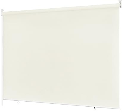 Ventanara® Außenrollo 100% Blickdicht Rollo Senkrechtmarkise Balkonrollo Sichtschutz Rollo Beschattung (140 x 140 cm, Creme)