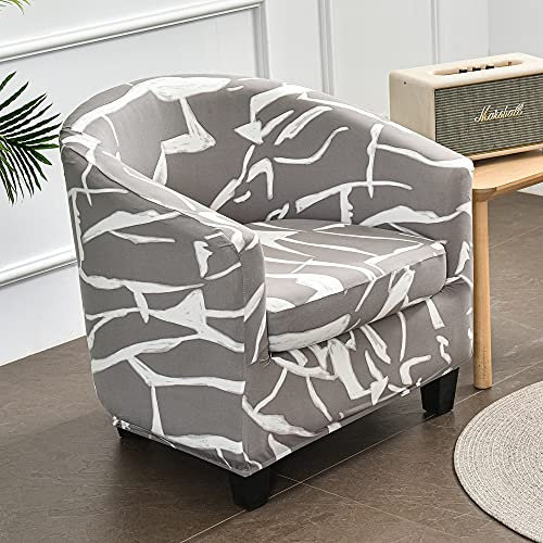 Highdi 2 Stück Sesselschoner Sesselüberwurf mit Elastisch Stretch Husse, Club Chair Schonbezug Sofabezug mit hoher Dehnung Sessel für Clubsessel Loungesessel Cocktailsessel (Abstraktes Grau)