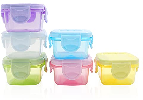 LELE LIFE 6Pcs Mini Food Storage Containers, Leakproof Lids, Condiment Sauce Containers, Mini Freezer Storage Containers Airtight Containers, Microwave Safe, 60ml