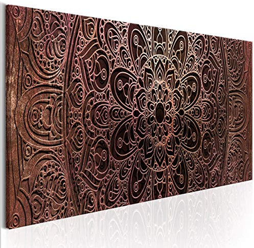 decomonkey Akustikbild Mandala 120x40 cm 1 Teilig Leinwand Modern Bilder Wandbilder XXL Schallschlucker Schallschutz Akustikdämmung Wandbild Deko Leise Zen Orient Abstrakt braun