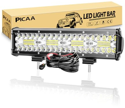 PICAA Led Arbeitsscheinwerfer Bar, 12 Zoll 30.4CM 240W 8D Led Lichtbalken | Zusatzscheinwerfer Bar, Mit 12V Kabelbaum,Spot Flutlicht Kombination, Wasserdicht, für SUV Offroad ATV UTV Traktor 4x4 Auto