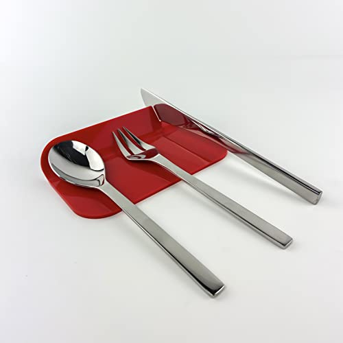IKONA Poggia Posate da Tavolo in Plexiglass, Set 6 Pezzi, Appoggio Posate da Tavola, Design Elegante e Funzionale, Colore Rosso, Large, 16 x 11 cm, Made in Italy