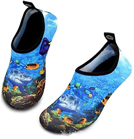 VISIONO Wasserschuhe,Sommer Unisex Schwimmen Wasserschuhe Meerestiere Muster Barfußschuhe Surfen Am Meer Tragbare Schnell Trocknende Schuhe Gummisohle Geeignet Für Strand Yoga,38/39 Eu
