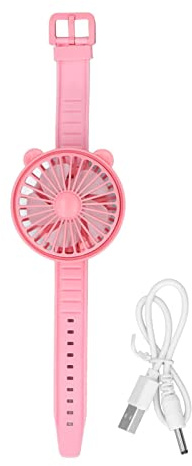 VGEBY Niedlicher Uhrenventilator, niedliches -USB-Ladegerät mit verstellbarem Winkel, USB-Ventilator-Armband für Zuhause Korallrot Elektronisches Spielzeug