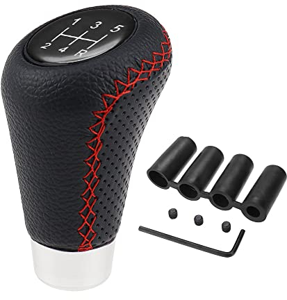 UYUYong Pomello Cambio Universale Pomello Leva Cambio in Pelle 5 Marce con Adattatori per Auto con Cambio Manuale