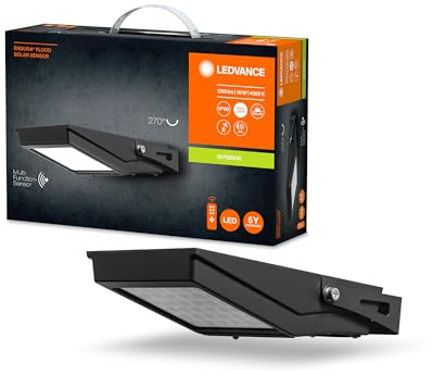 Ledvance ENDURA LEDFlutlicht Flood Solar, 10W, solarbetrieben, eingebauter Sensor, kaltweißes Licht, Fernbedienung, lange Batterielaufzeit bis zu vier Stunden bei voller Helligkeit, Schutzklasse IP65