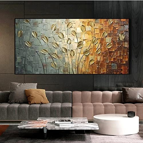 WHXHJ quadri moderni soggiorno Pittura a olio con fiori quadro su tela, Art Quadro da parete ideale per pareti del soggiorno, bellissima decorazione artistica, Senza cornice 70x140 cm