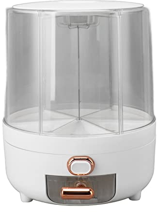 Dioche Rice Grain Storage Container, 6 Compartment Rice Dispenser, 360 Rotating Grain Storage Food Dispenser Measuring Cylinder for Home Kitchen Pantry Organization (Large Size)