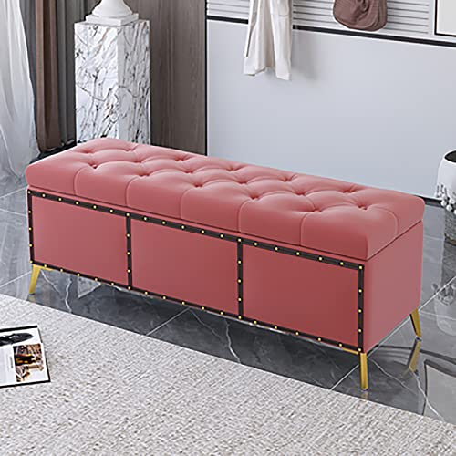 KAZUP Samt-Aufbewahrungshocker, hochwertige Aufbewahrungsbank, Schlafzimmerbank, Bequeme Polsterbank mit Stauraum, Moderne Aufbewahrungsbänke, Nachttisch-Aufbewahrungstruhe, Rosa, 80 x 40 x 45 cm