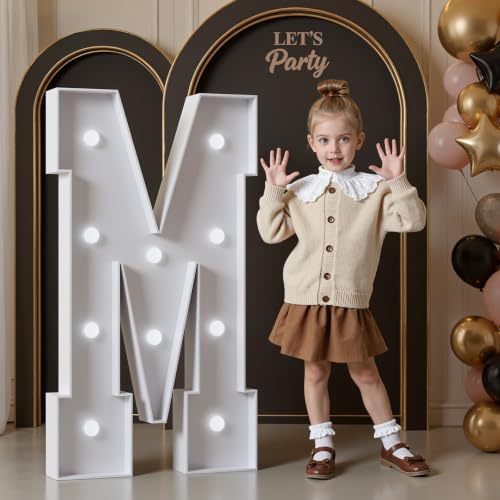 Mixifox 120cm Weiß Leuchtbuchstaben, Gigantische Leuchtende Buchstaben M | Deko Geburtstag, Hochzeitstag, Hochzeit Verlobungsdekoration, Geburtstagsfeier 27 Pcs Accessory Set