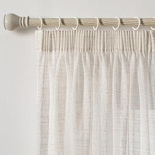 MYSKY HOME Vorhänge Gardinen mit Kräuselband Wohnzimmer Vorhang 2er Set Boho Gardine Leinenoptik H 245 x B 140 cm Natürlicher Stil Halbtransparent Falte Curtains, Beige.
