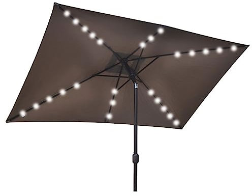 KHDONT Ombrellone da Giardino Ombrellone Rettangolare Ombrellone a Luce Solare Ombrellone a 6 Stecche con inclinazione a Bottone Ombrellone da Sole Ombrellone 2x3m / 79x118 Base riempibile