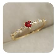 Koguxuix 14 Karat Gold, roter Rubin, Liebesherz, Zirkonia, Diamantringe, Feen-Stil, eleganter roter Zirkon, Pfirsichherz, Ring, Damen, Jahrestag, Verlobung, Hochzeit, Edelsteinringe für Frauen und
