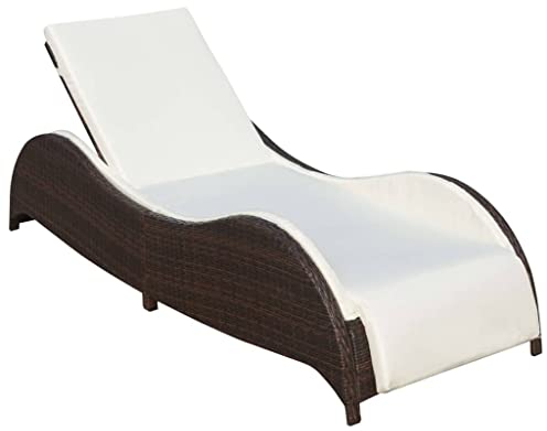 FUDUGEHMIOFWFJJ liegestuhl,liegestuhl Garten,saunaliege,Sonnenliege mit Polsterauflage Poly Rattan BraunGeeignet für Garten, Pooldeck, Terrasse, Wohnzimmer