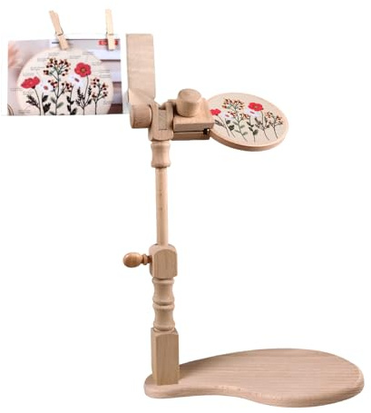JasCherry Supporto Per Ricamo In Legno, Supporto Per Punto Croce, Archetti per Ricamo, Telaio per Ricamo Regolabile in Legno, Eretto Strumenti per Cucire per Cucito di Fili Artigianali