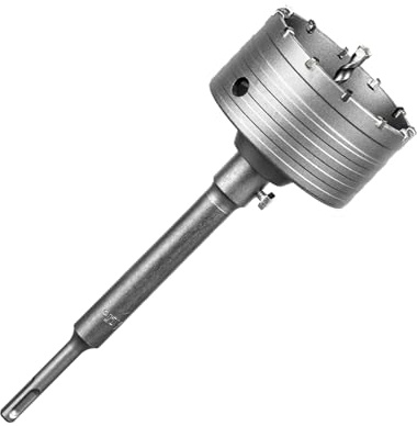 SALI Concrete Hole Saw Kits 100mm Tungsten Steel Wall Hole Cutter Drill Bit Sets with M22 Thread 220mm SDS Plus Shank Connecting Rod Center Positioning Drill Bit for Cement Wall Masonry Foam Brick
