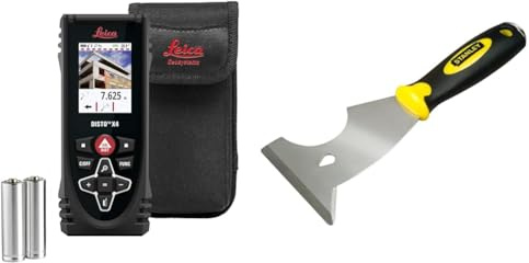 Leica DISTO X4 – télémètre Laser Robuste avec Bluetooth et caméra pour des mesures dans Les environnements Les Plus rudes & Stanley 0-28-206 Riflard Outil 5 en 1 Multifonctions, Multicolore, 76 mm