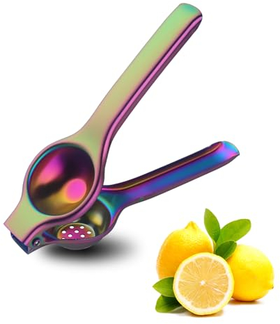 TUPMFG Manual Lemon Squeezer - Heavy Duty - Stainless Steel Orange Lemon Juicer Squeezer, Hand Citrus Lemon Squeezer Press, Safe Quick and Effective Juicing (Rainbow)