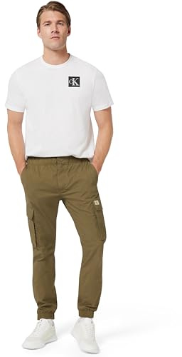 Calvin Klein Uomo Pantaloni Cargo Skinny Fit, Beige (Stone Gray), 32W