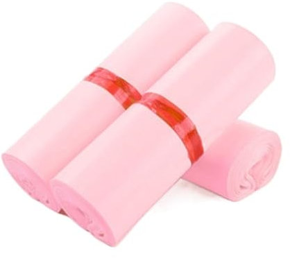 ZGXNYI Verpackungstasche 50 Stück PE Poly Mailer Versandtasche Express Box Kleidung T-Shirt Umschlag Kunststoff Kleid Handschuhe Müll Klebebeutel Versandbeutel(Baby Pink,17x30cm)