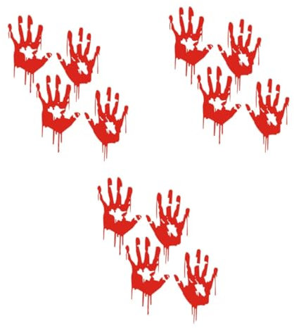 SOLUSTRE 6 Stk Blutige Handabdruckaufkleber Aufkleber Mit Halloween-motiven Beängstigende Fensterklammern Halloween Blutige er Autoer -party-er Rot