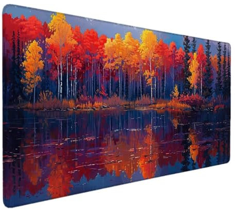 Gaming Mauspad, Mousepad XXL 900x400, wasserdichte Schreibtischunterlage mit Vernähte Kanten, rutschfeste Gummiunterseite, Glatte Oberflächen, Geeignet für Computer, Laptop, PC Gelb (Landschaft) R-Z