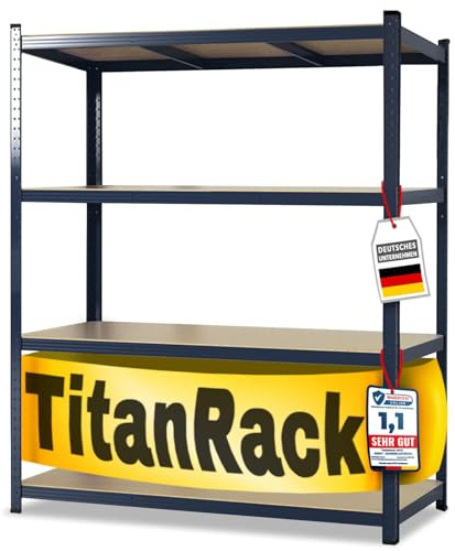 KARAT Schwerlastregal XXL, grau 200 x 180 x 60 cm, Lagerregal für Garage, Keller und Werkstatt - Steckregal, Weitspannregal, Kellerregal, Werkstattregal (TitanRack Big)