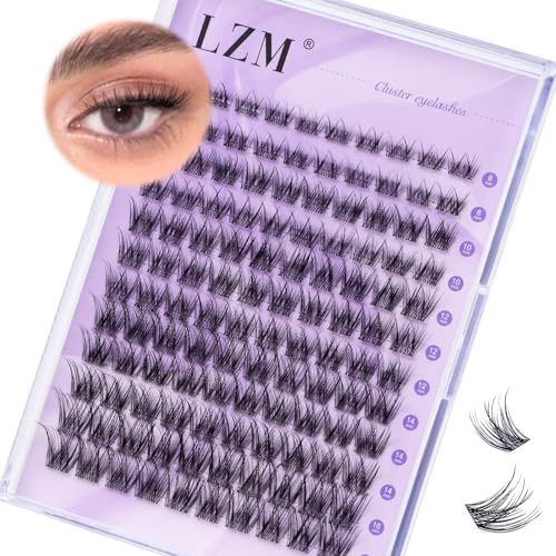 LZM Wimpern Extensions Cluster Lashes C Curl Wimpern Einzeln (SNR028) | Lash Clusters Natürlich 120pcs 8-16mm Dünnes Band Cluster Lashes Natürlich Weich und Leicht Wimpern Cluster