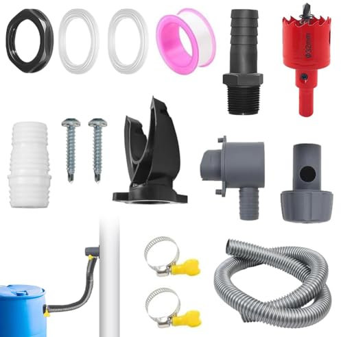 Regenwassersammler Regendieb Wasserfangsystem,70-100mm Fallrohr Regensammler Speedy mit 1m Schlauch, Regentonnen Anschluss Verbinder Set mit Montagezubehör