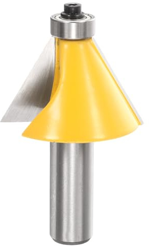 sourcing map 30 Grad Fasenfräser Bit 1/2 Zoll Schaft 2,5 cm Schnittlänge Hartmetallspitze mit Lager für Holzbearbeitung Fräser Werkzeug Gelb